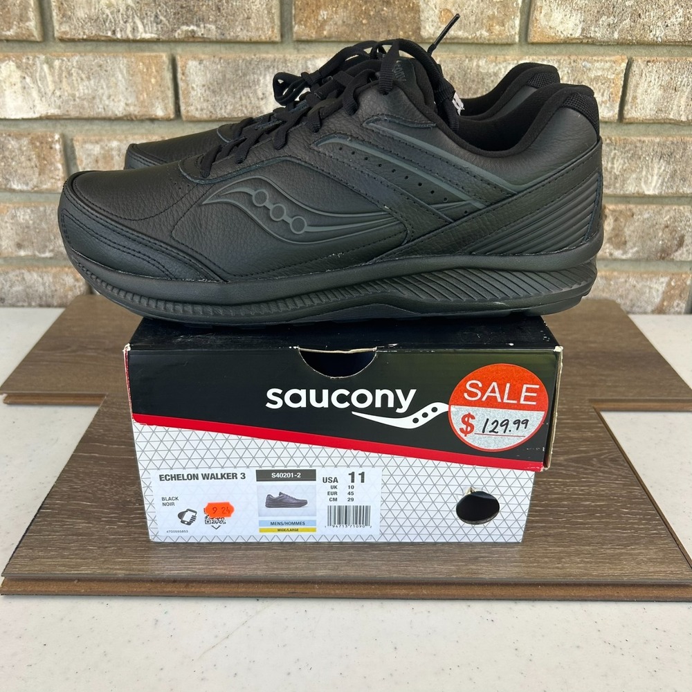 Saucony Echelon Walker 3 Shoes Mens 11W Black Walking Casual Lace Up Comfort NEW
